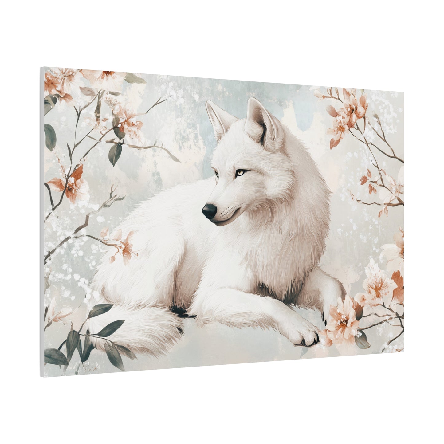 Artistic Wolf Canvas Print, Nature Wall Art, Floral Decor, Home Decor, Wildlife Artwork, Gift for Animal Lovers