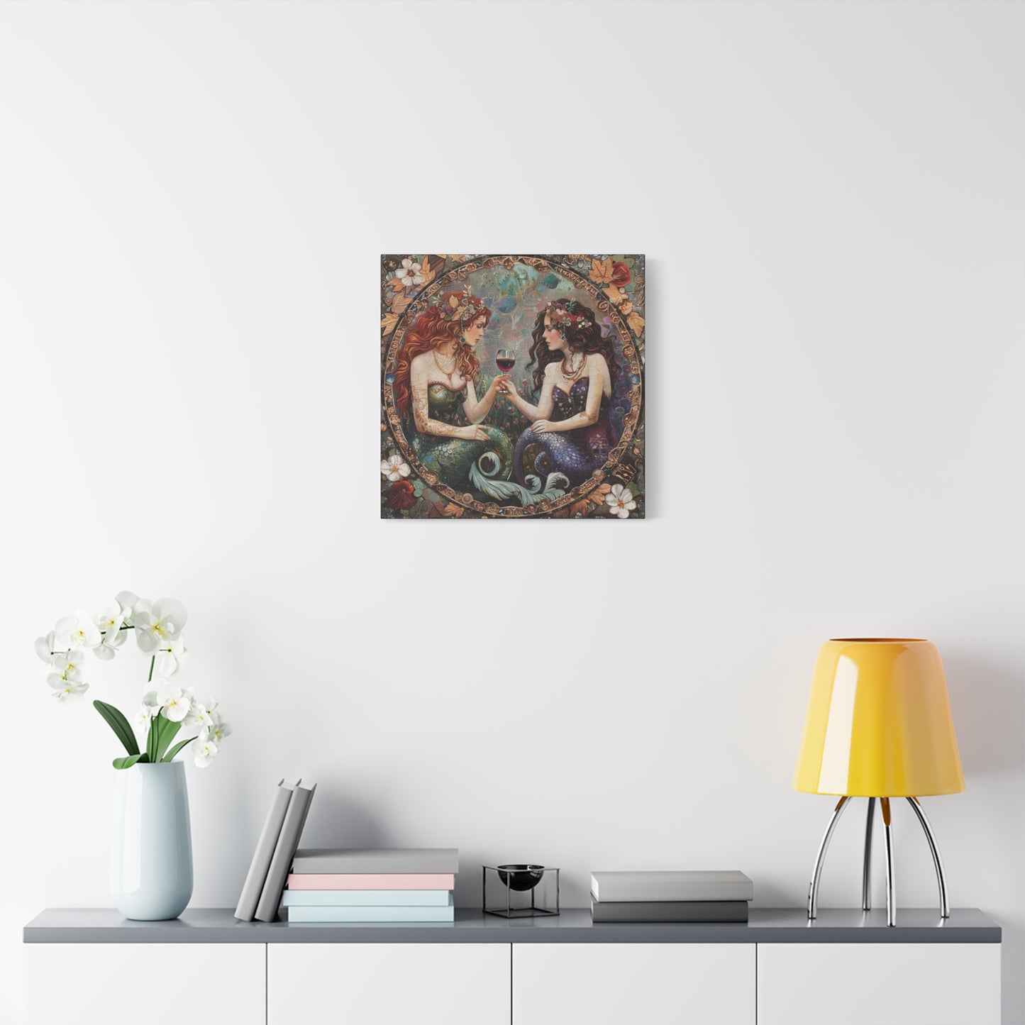 Mermaid in Paris Canvas Print, Mermaid Lovers, Mermaid Gift, Girlfriend Gift, Mermaid Canvas, Choose Your Size Canvas Options
