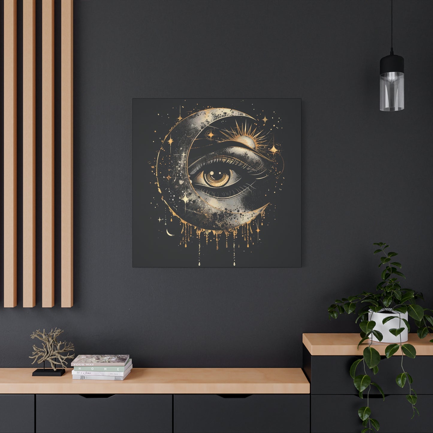 Celestial Eye Canvas Art Print, Mystic Moon Artwork, Astrology Decor, Spiritual Wall Art, Gift for Astronomers
