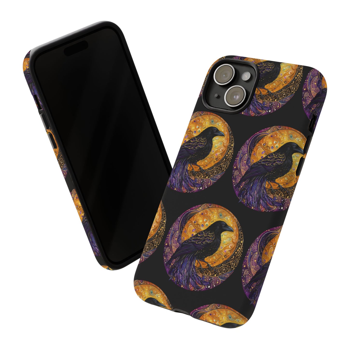 Raven Celestial Phone Case, Astrological Gift, Bird Lover Accessory, Tough Phone Cover, Gothic Aesthetic, Halloween Tech Decor