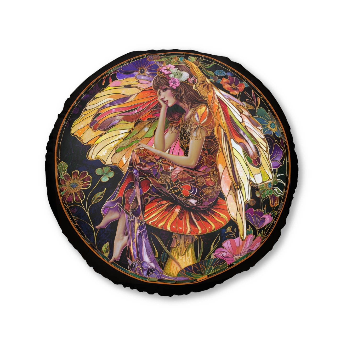 Enchanting Fairy Tufted Floor Pillow, Round Soft Decor for Living Room, Bohemian Style Seating, Cozy Home Accent, Gift for Her