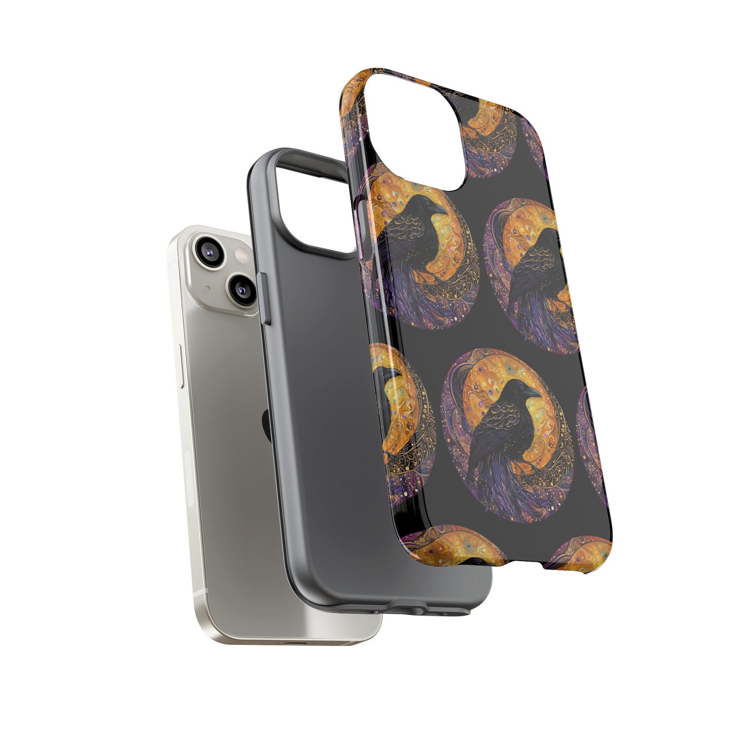 Raven Celestial Phone Case, Astrological Gift, Bird Lover Accessory, Tough Phone Cover, Gothic Aesthetic, Halloween Tech Decor