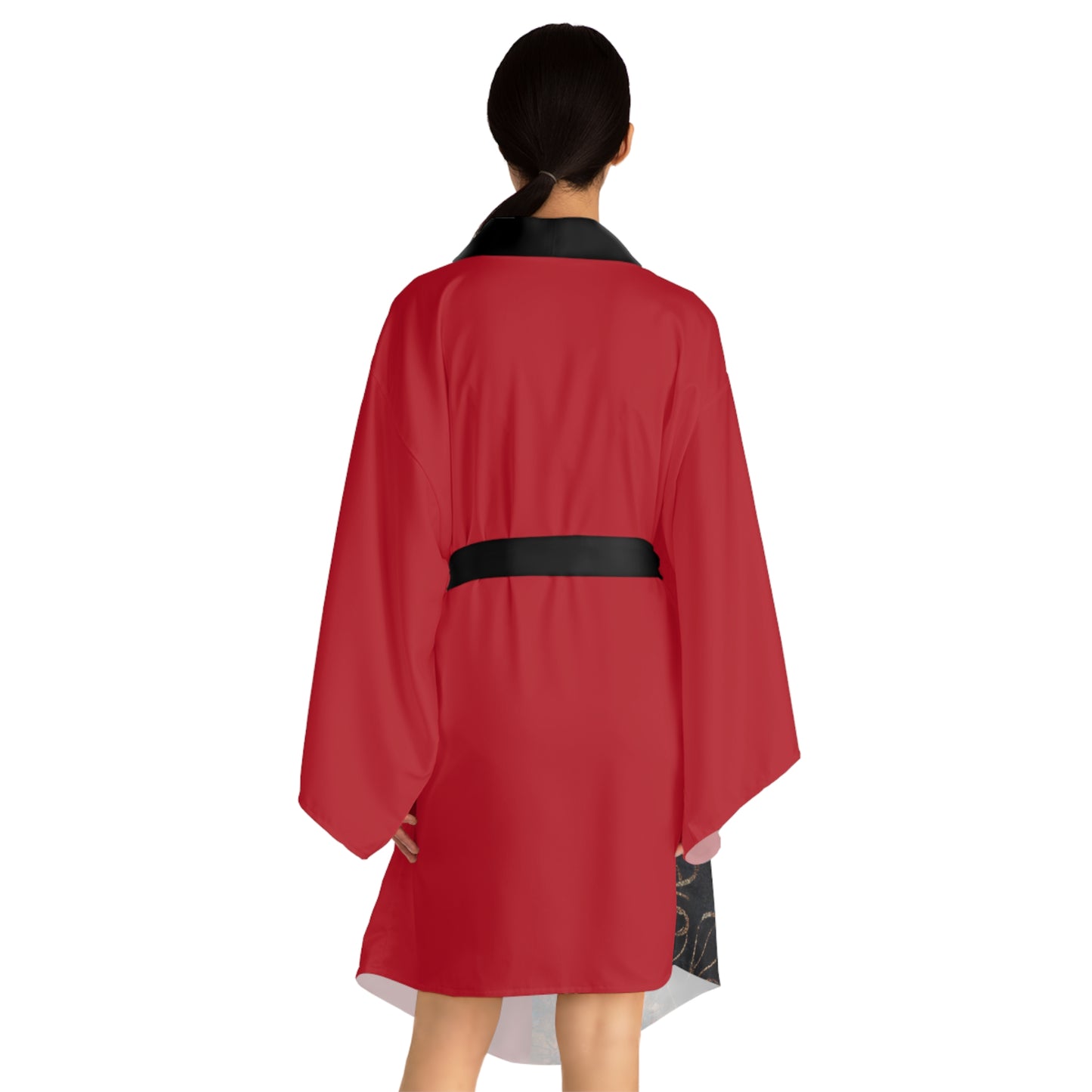 Geisha Cat-Pattern Long Sleeve Kimono Robe, Cozy Lounge Wear, Perfect for Relaxation, Gifts, Home Spa, Traditional Style