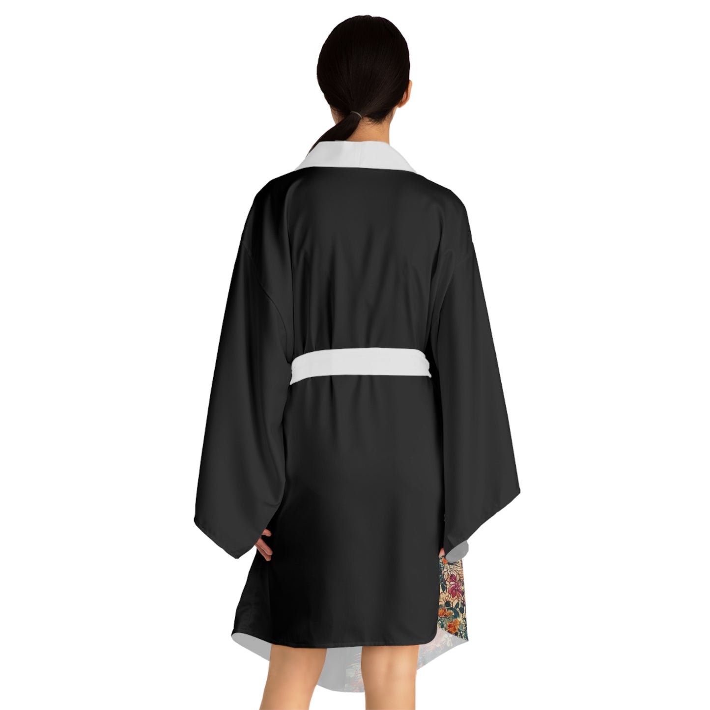 Geisha Cat Elegant Long Sleeve Kimono Robe, Cat-Themed Loungewear, Perfect for Relaxation, Gift for Cat Lovers, Cozy Home Decor