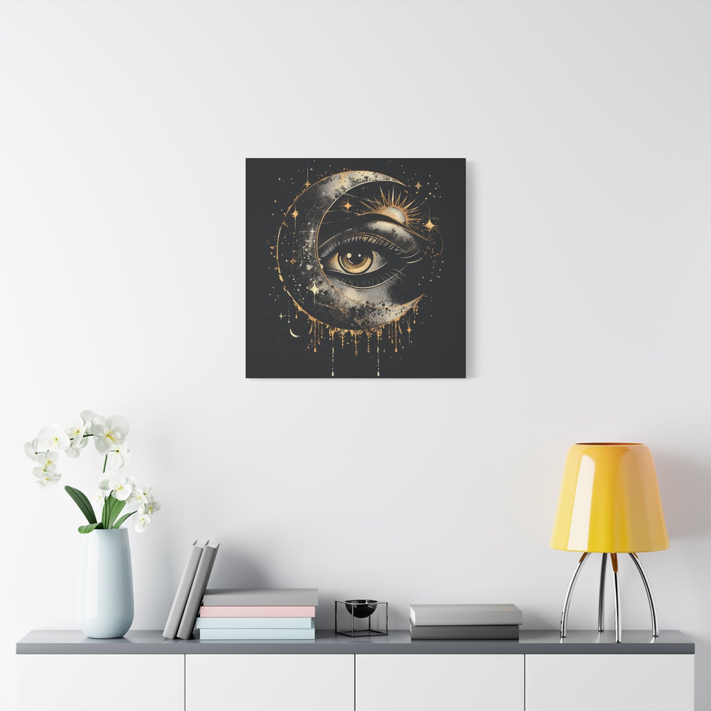 Celestial Eye Canvas Art Print, Mystic Moon Artwork, Astrology Decor, Spiritual Wall Art, Gift for Astronomers
