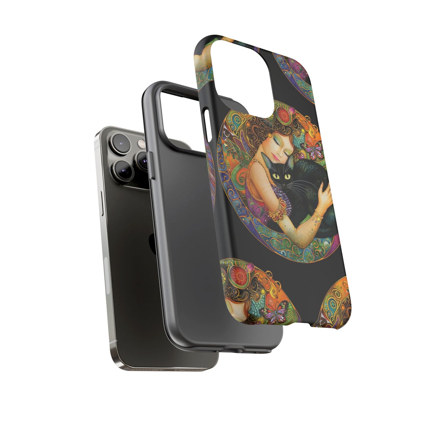 Tough Cases Phone Case, Colorful Protective Cover for Cat Lovers, Trendy Gift for Birthdays, Unique Art Phone Accessories