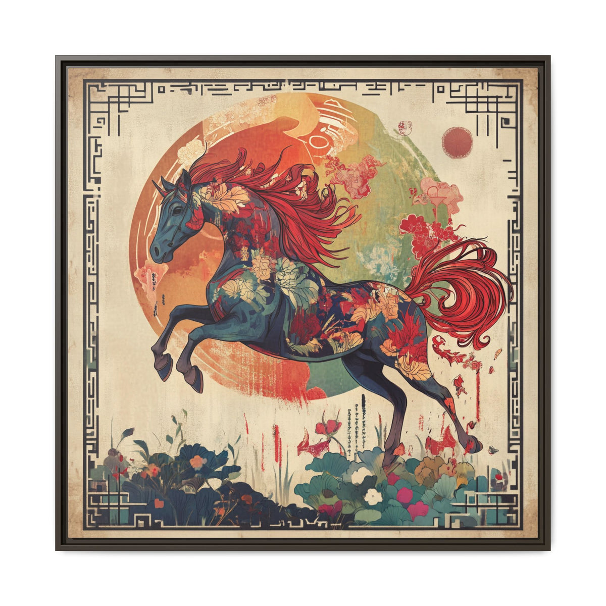 Fire Horse Year Matte Canvas Framed Print