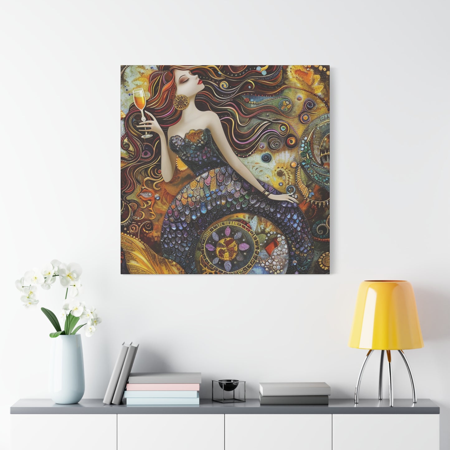 Mermaid Art Canvas, Relaxing Home Decor, Whimsical Wall Art, Unique Gift, Fantasy Artwork