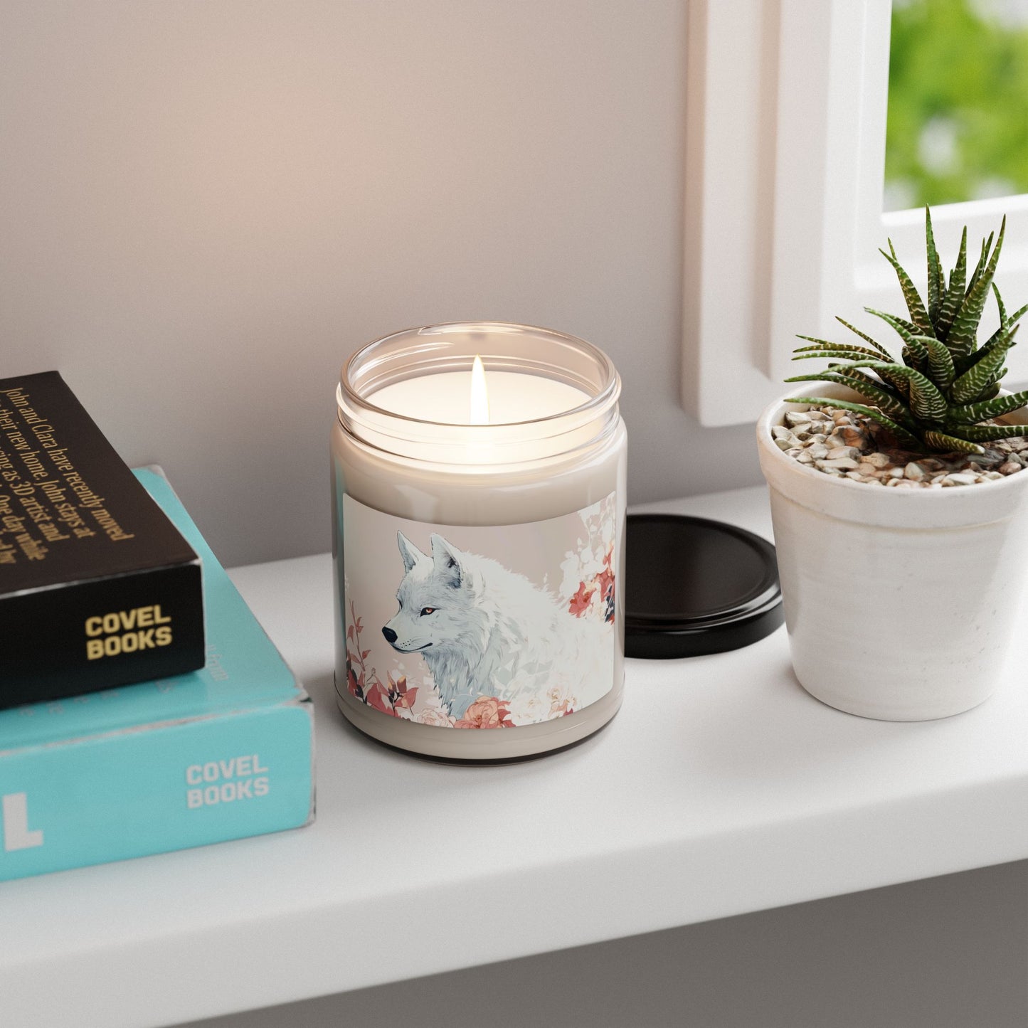 White Wolf Scented Soy Candle, 9oz | Aromatherapy Candle, Eco-Friendly Gift, Floral Decor, Home Fragrance, Pet Lover Gift