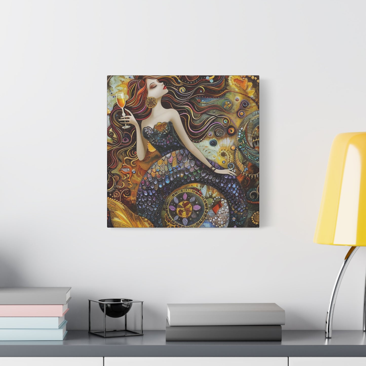 Mermaid Art Canvas, Relaxing Home Decor, Whimsical Wall Art, Unique Gift, Fantasy Artwork