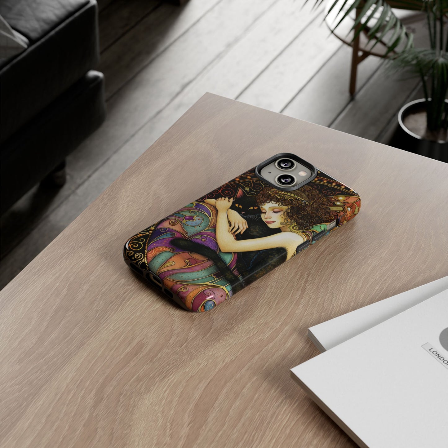Artistic Phone Case for Cat Lovers, Tough Cases with Enchanting Design, Unique Gift for Birthdays, Holidays, and Celebrations