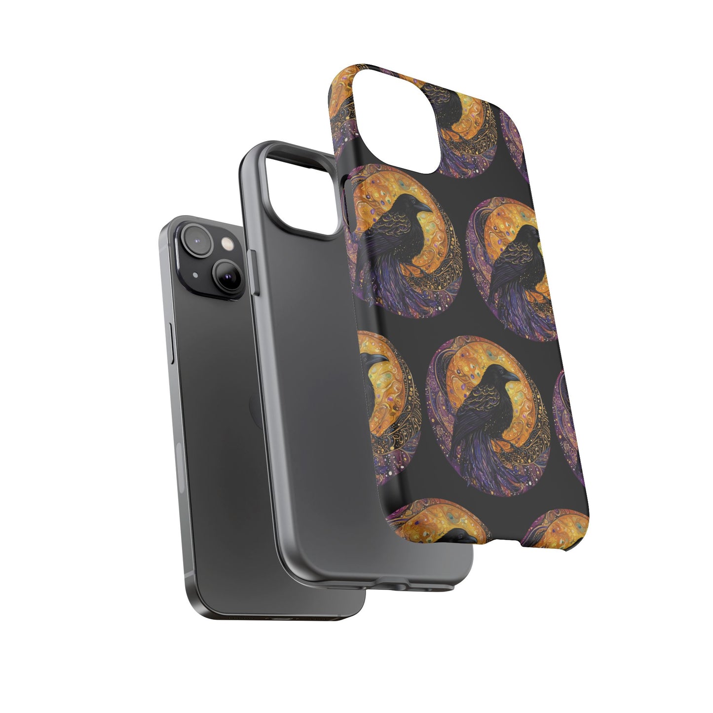 Raven Celestial Phone Case, Astrological Gift, Bird Lover Accessory, Tough Phone Cover, Gothic Aesthetic, Halloween Tech Decor