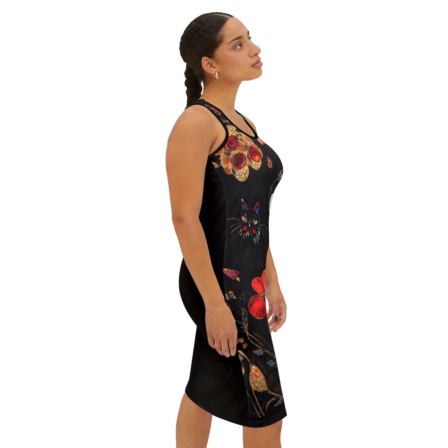 Women's Floral Racerback Dress, Bohemian Summer Dress, Casual Day Dress, Beach Cover-Up, Spring Party Dress, Gift Idea