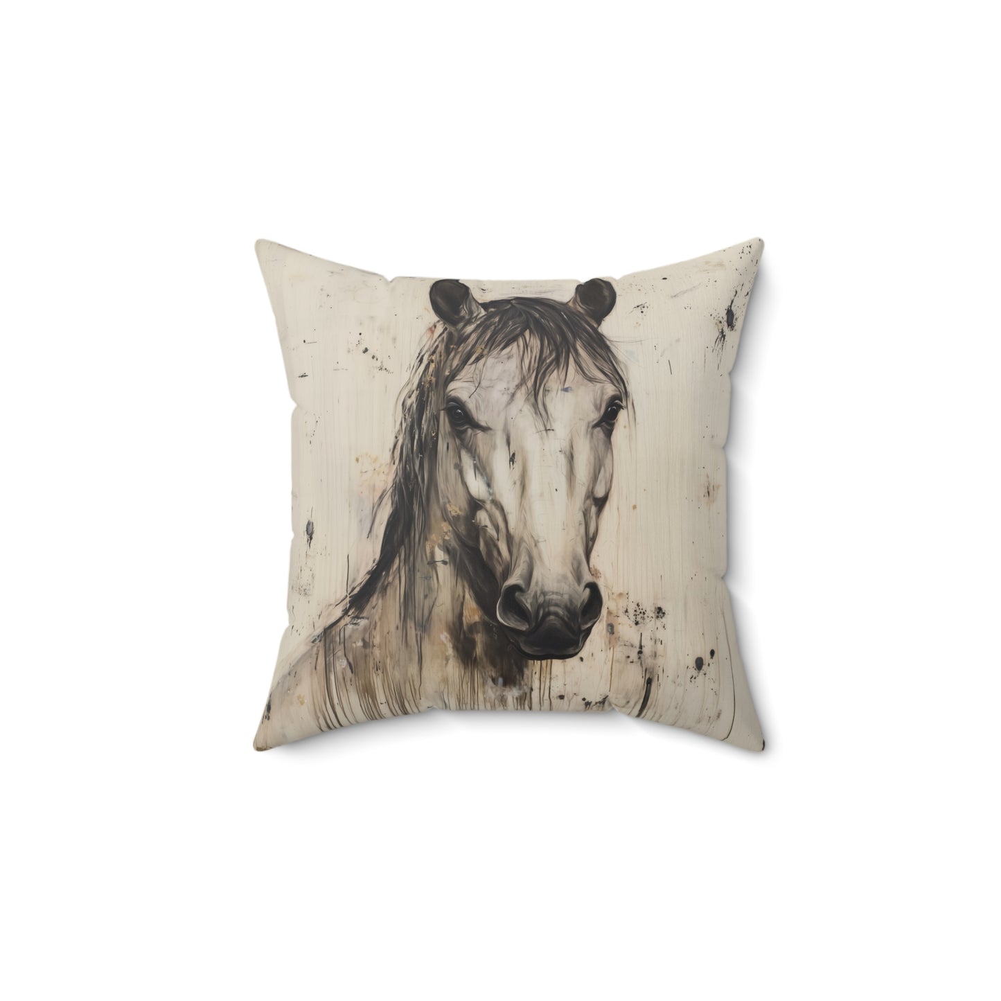 Watercolor Horse Portrait Pillow | Faux Suede Square Pillow