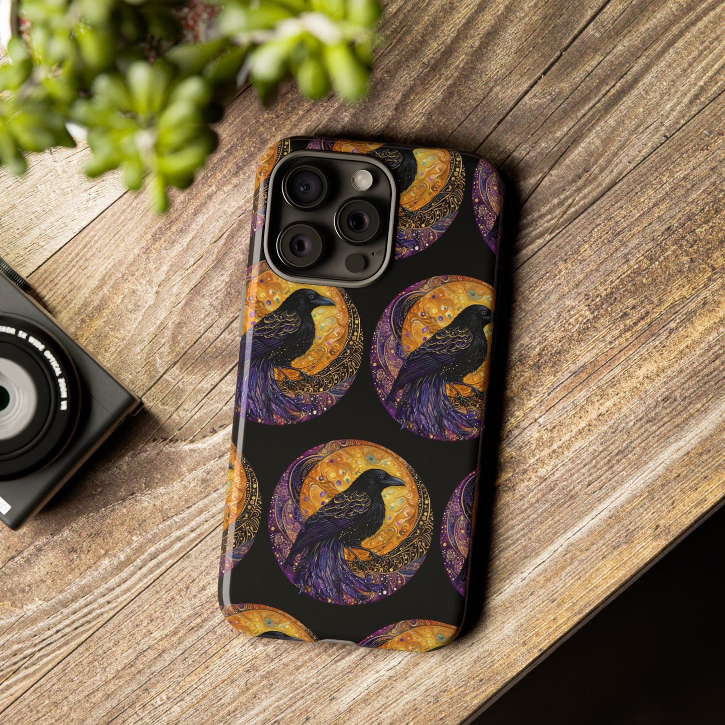 Raven Celestial Phone Case, Astrological Gift, Bird Lover Accessory, Tough Phone Cover, Gothic Aesthetic, Halloween Tech Decor
