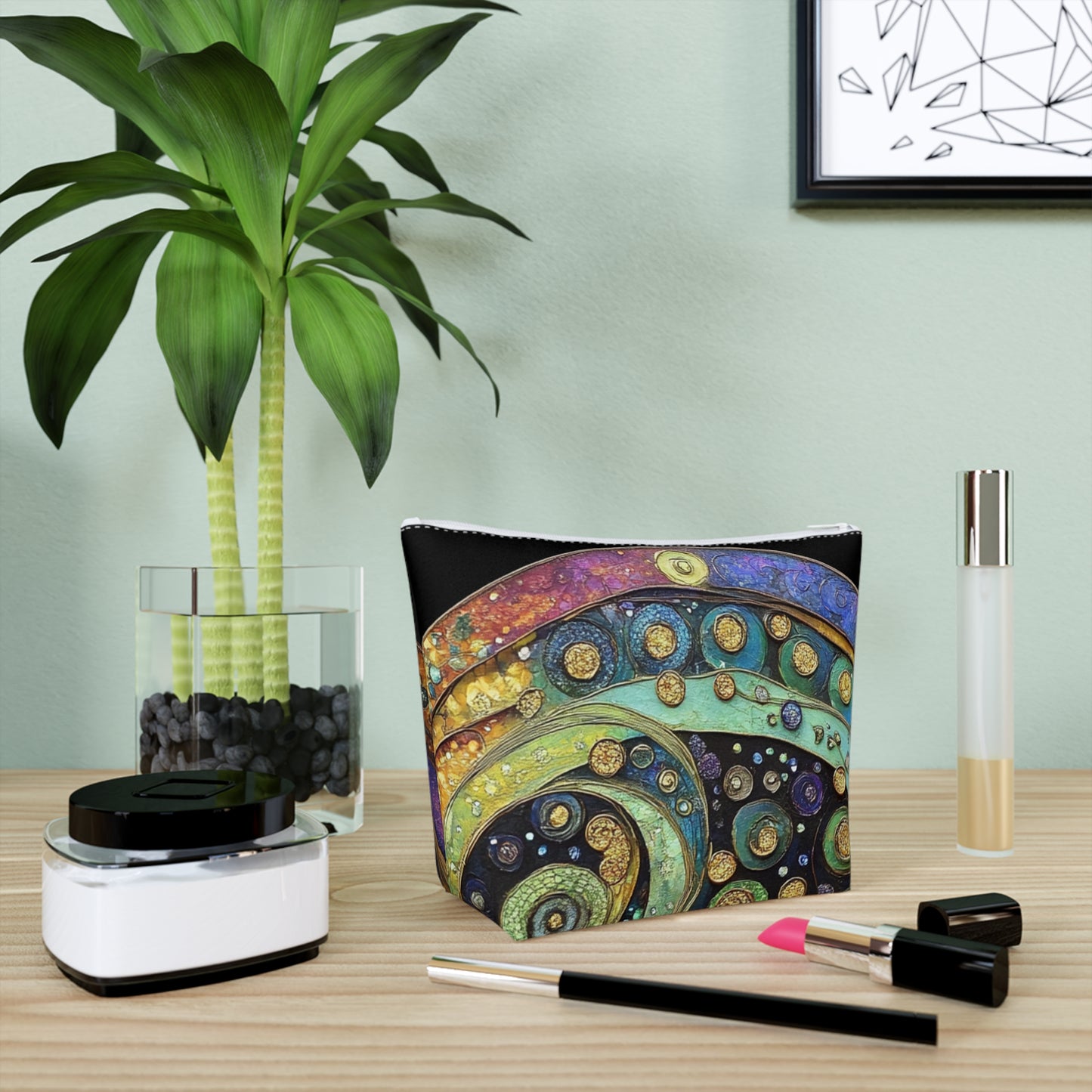 Fairy Door Whimsical Cotton Cosmetic Bag, Stylish Makeup Pouch, Unique Travel Organizer, Gift for Friends, Boho Accessories for Women