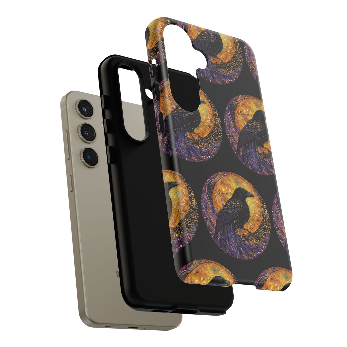 Raven Celestial Phone Case, Astrological Gift, Bird Lover Accessory, Tough Phone Cover, Gothic Aesthetic, Halloween Tech Decor