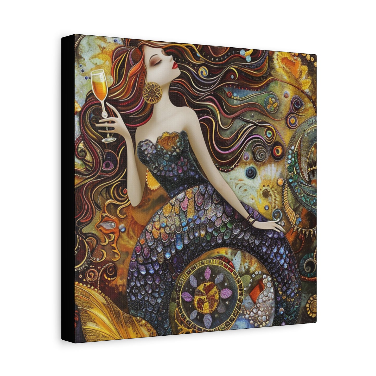 Mermaid Art Canvas, Relaxing Home Decor, Whimsical Wall Art, Unique Gift, Fantasy Artwork
