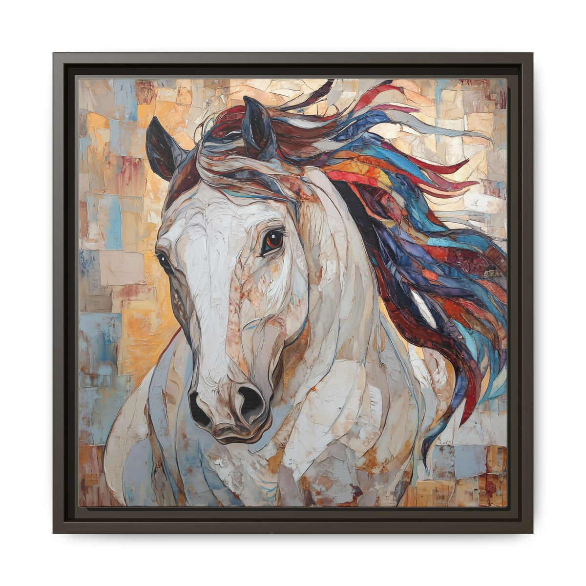 Colorful Mane Horse Matte Canvas Framed | Equine Wall Art