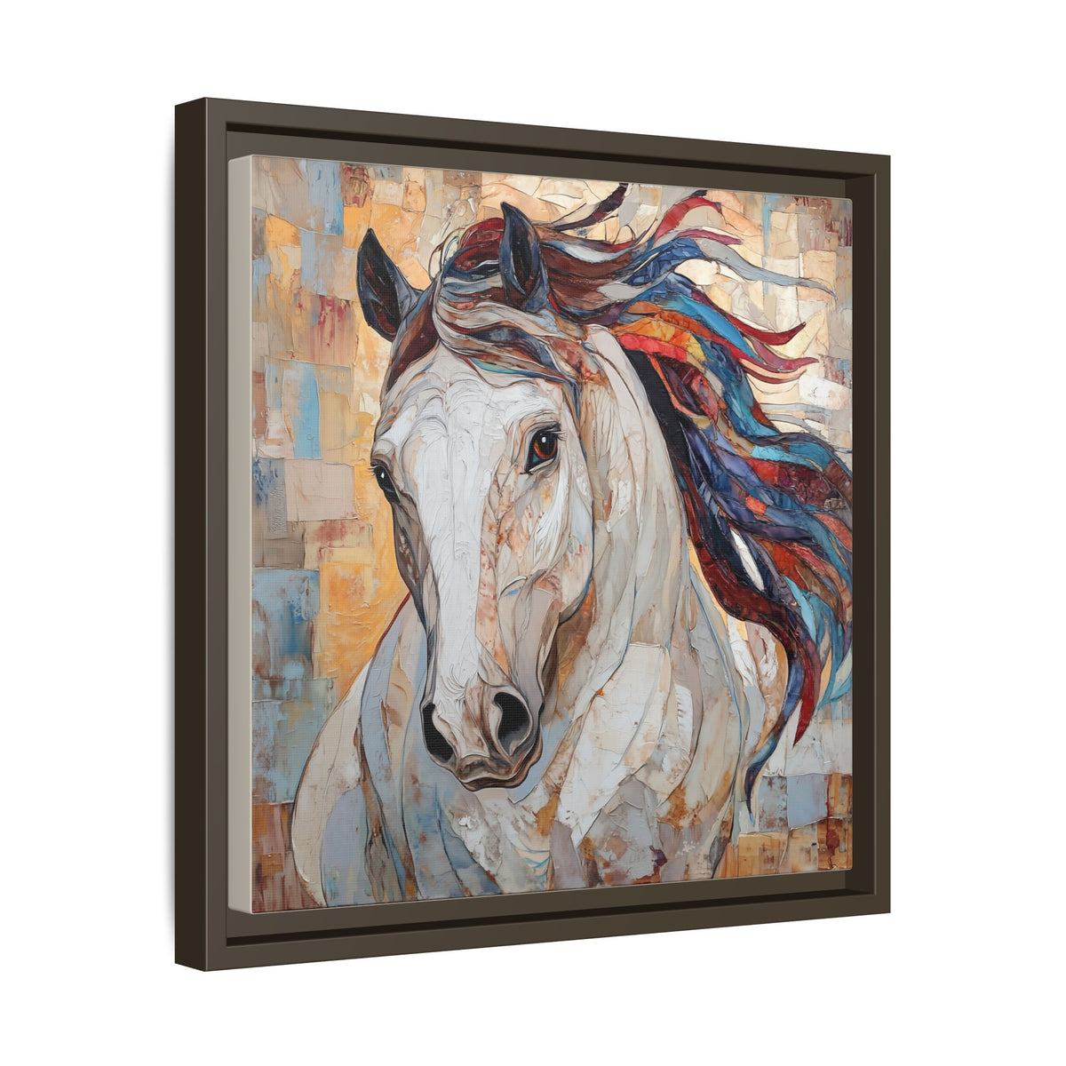 Colorful Mane Horse Matte Canvas Framed | Equine Wall Art