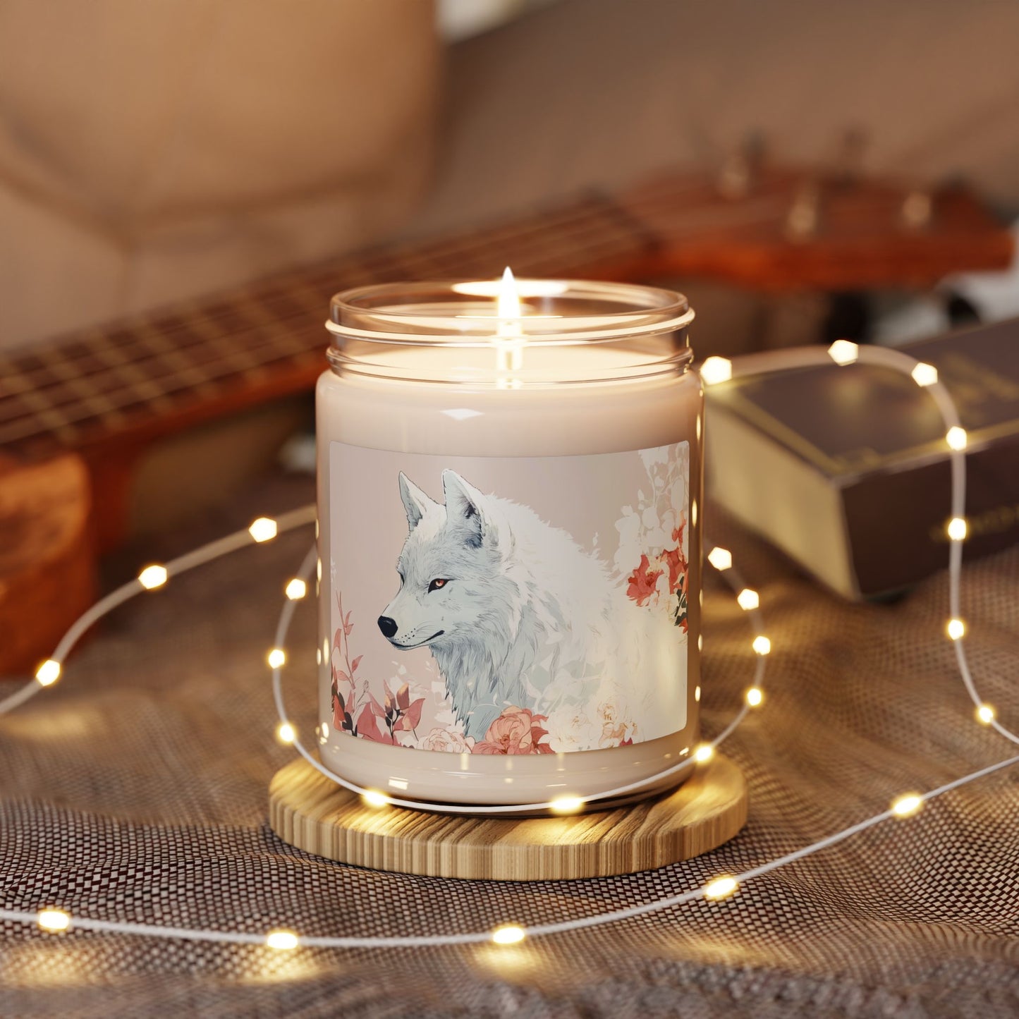White Wolf Scented Soy Candle, 9oz | Aromatherapy Candle, Eco-Friendly Gift, Floral Decor, Home Fragrance, Pet Lover Gift