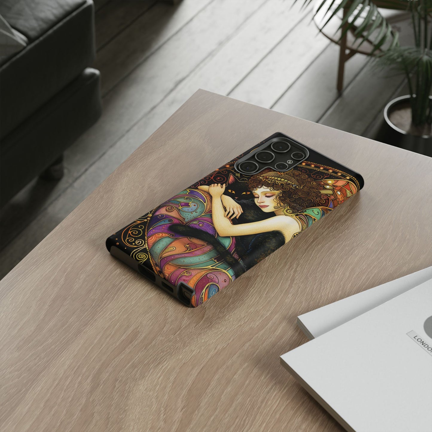 Artistic Phone Case for Cat Lovers, Tough Cases with Enchanting Design, Unique Gift for Birthdays, Holidays, and Celebrations