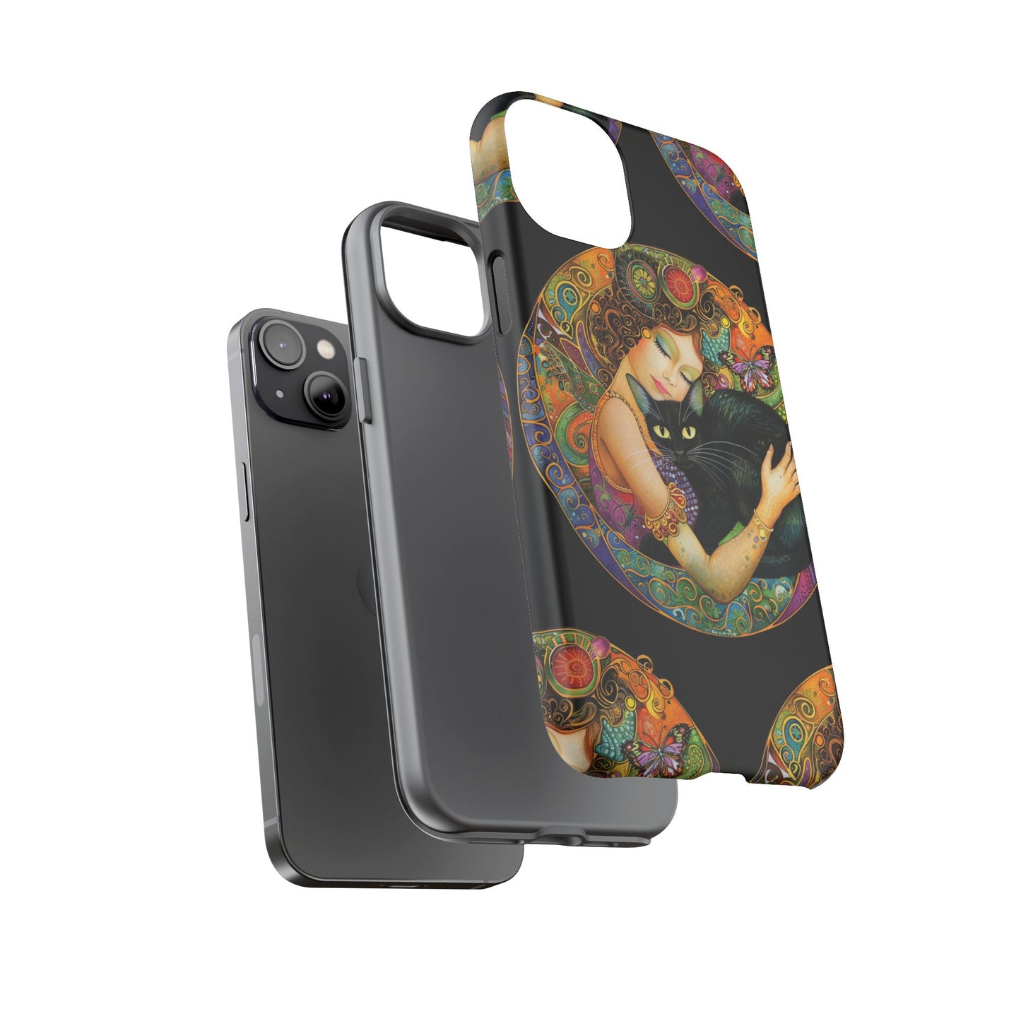 Tough Cases Phone Case, Colorful Protective Cover for Cat Lovers, Trendy Gift for Birthdays, Unique Art Phone Accessories