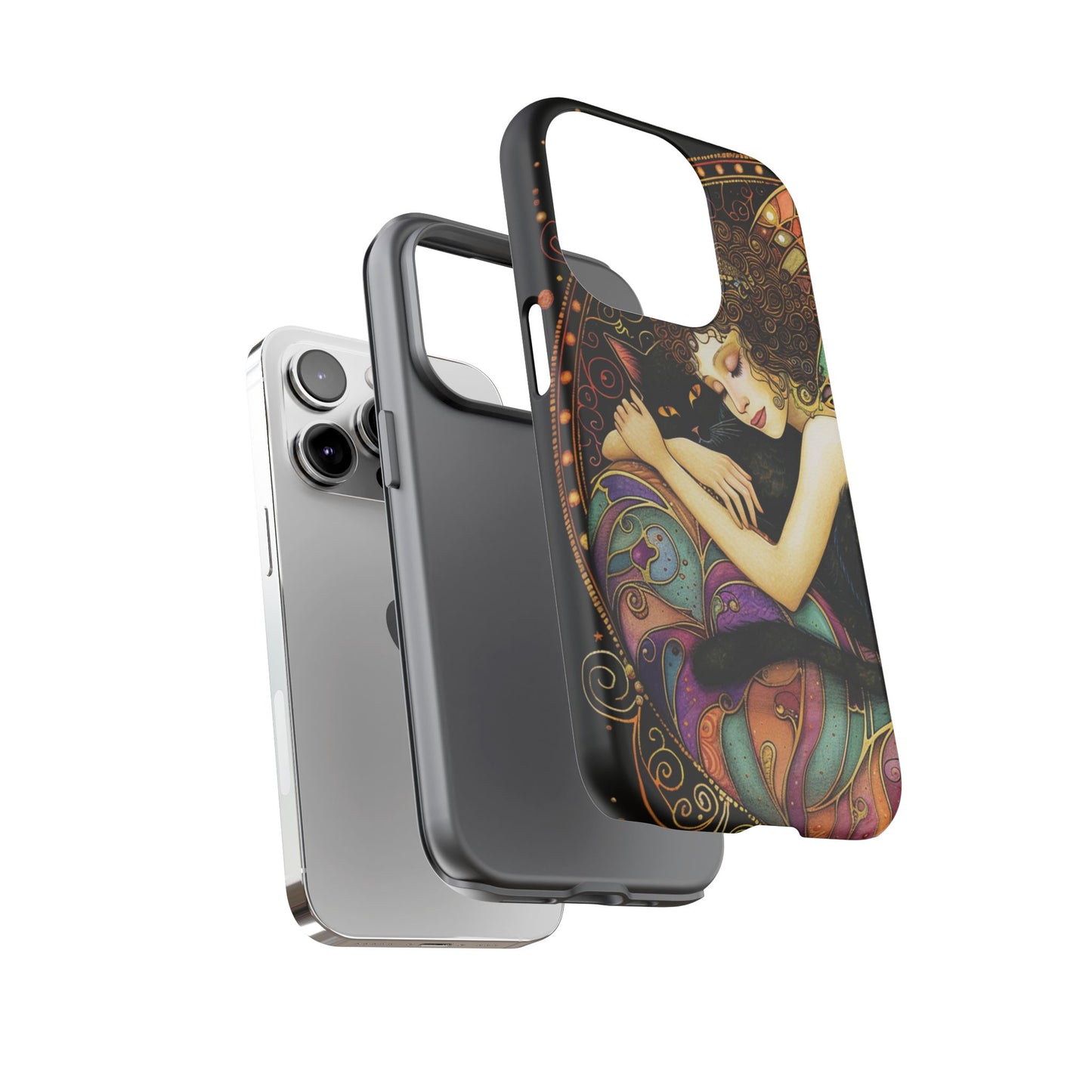 Artistic Phone Case for Cat Lovers, Tough Cases with Enchanting Design, Unique Gift for Birthdays, Holidays, and Celebrations