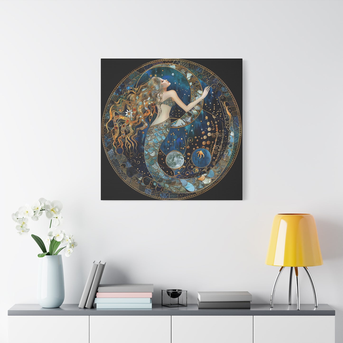 Mermaid Dreams Canvas Art, Ocean Wall Decor, Boho Home Decor, Gift for Her, Coastal Decoration, Celestial Art