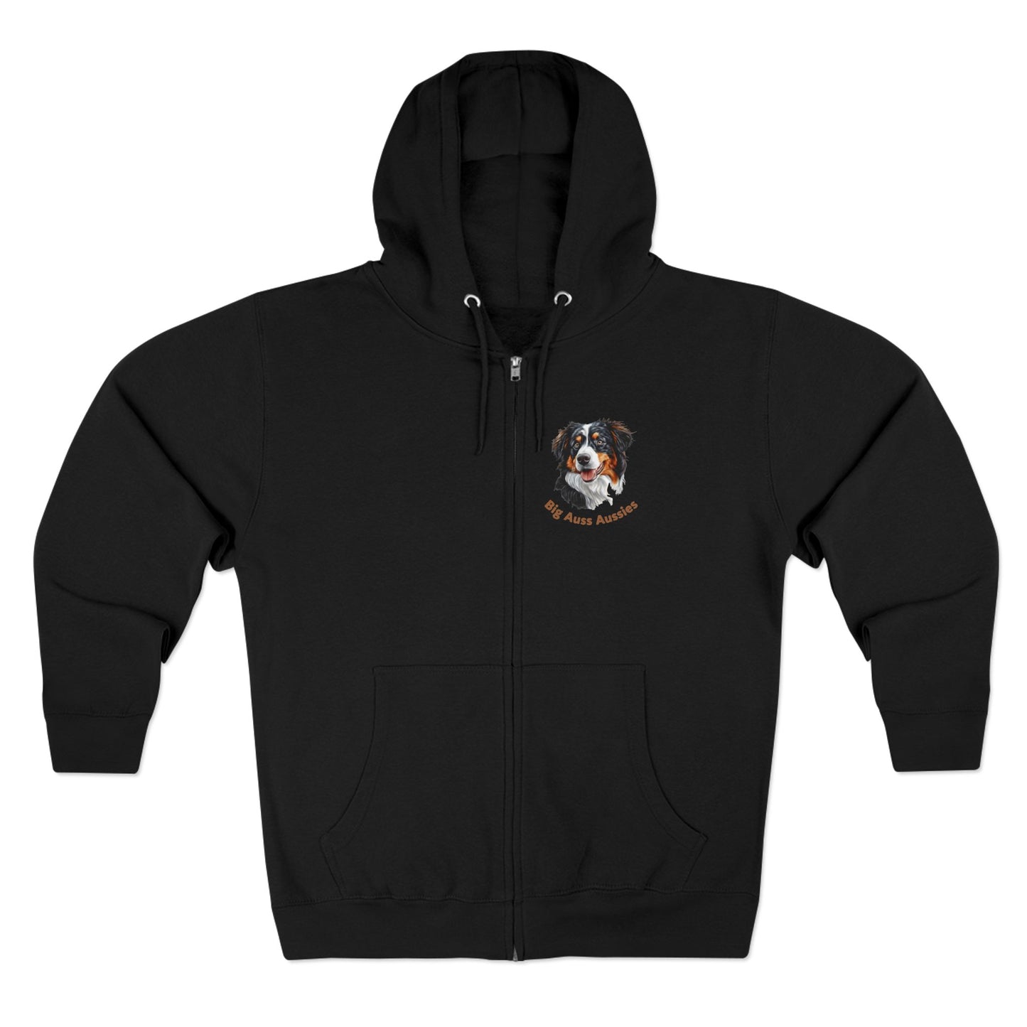 Big Auss Aussies Unisex Zip Hoodie - Cozy Pet Apparel, Australian Shepherd Clothing