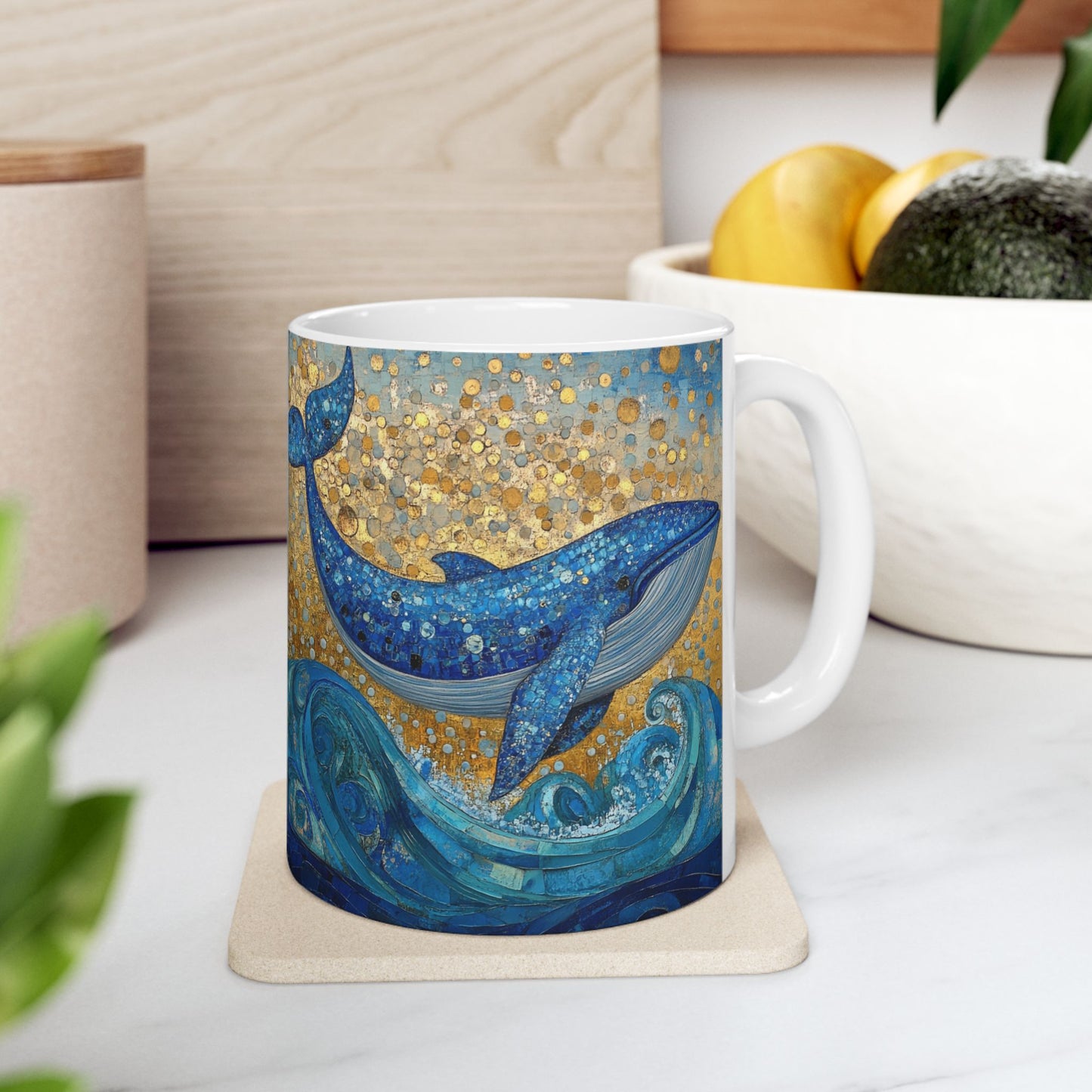 Ceramic Whale Art Mug | Ocean Lover Gift | 11oz & 15oz | Unique Whale Design | Coffee Cup for Nature Enthusiasts, Whale Decor, Sea Life