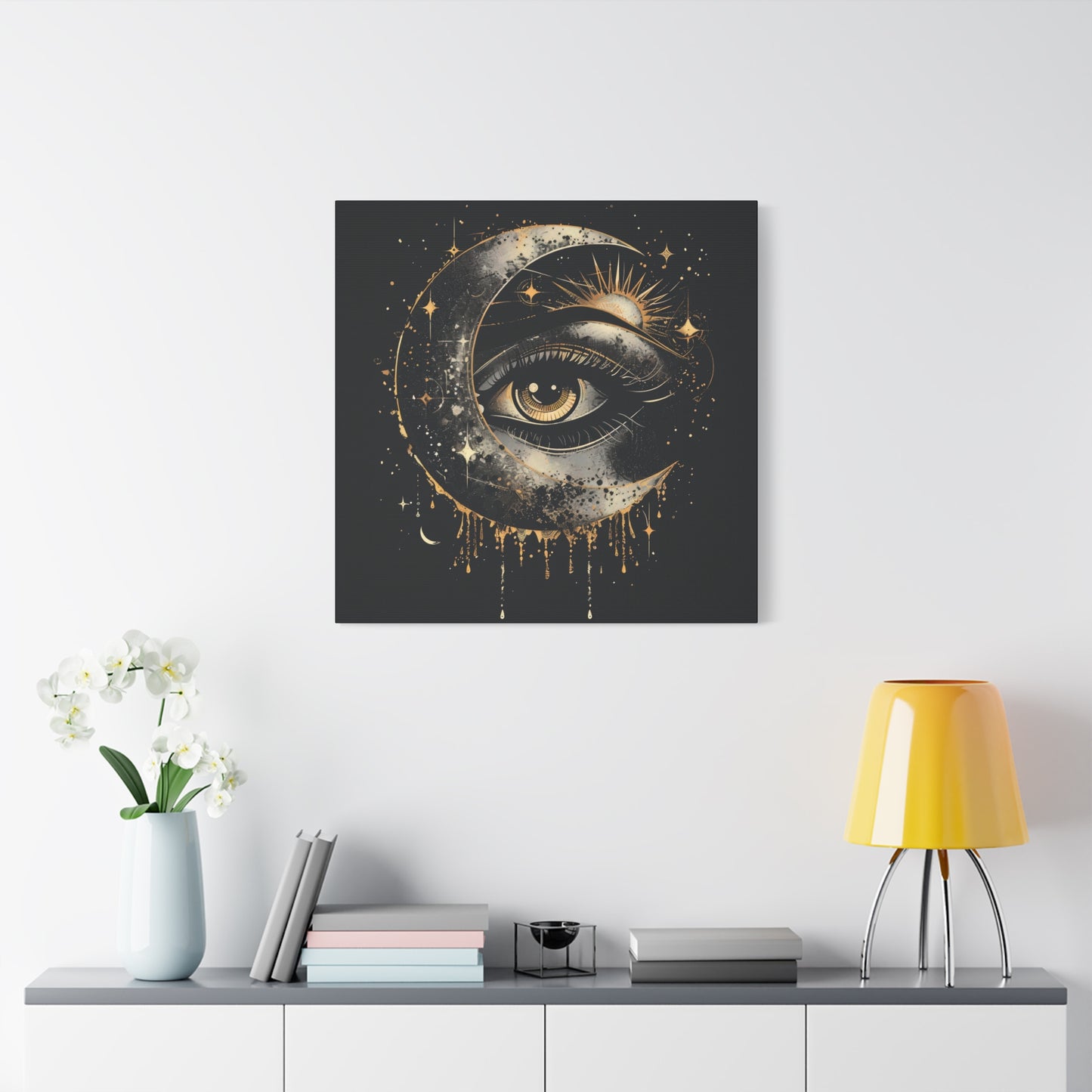 Celestial Eye Canvas Art Print, Mystic Moon Artwork, Astrology Decor, Spiritual Wall Art, Gift for Astronomers
