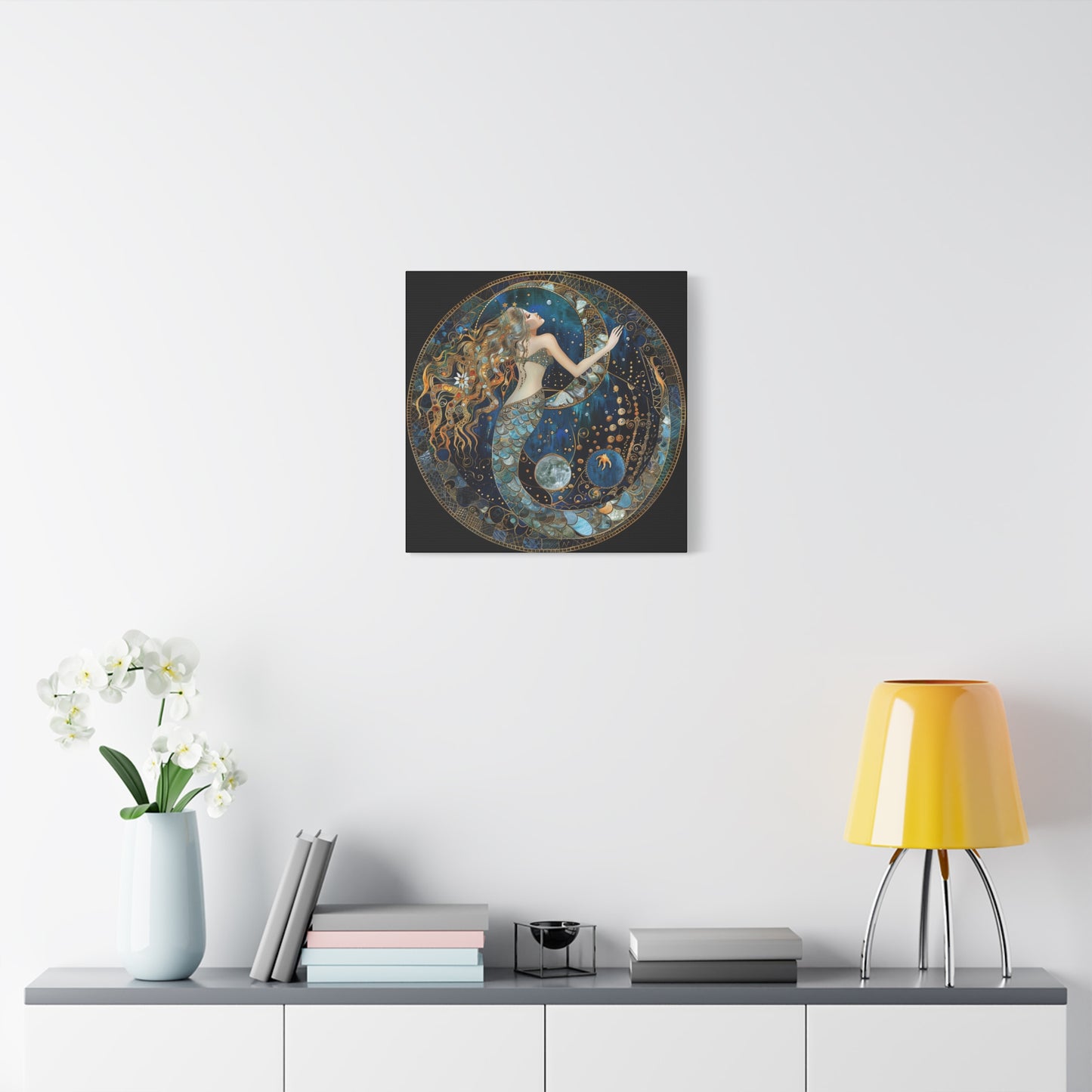 Mermaid Dreams Canvas Art, Ocean Wall Decor, Boho Home Decor, Gift for Her, Coastal Decoration, Celestial Art