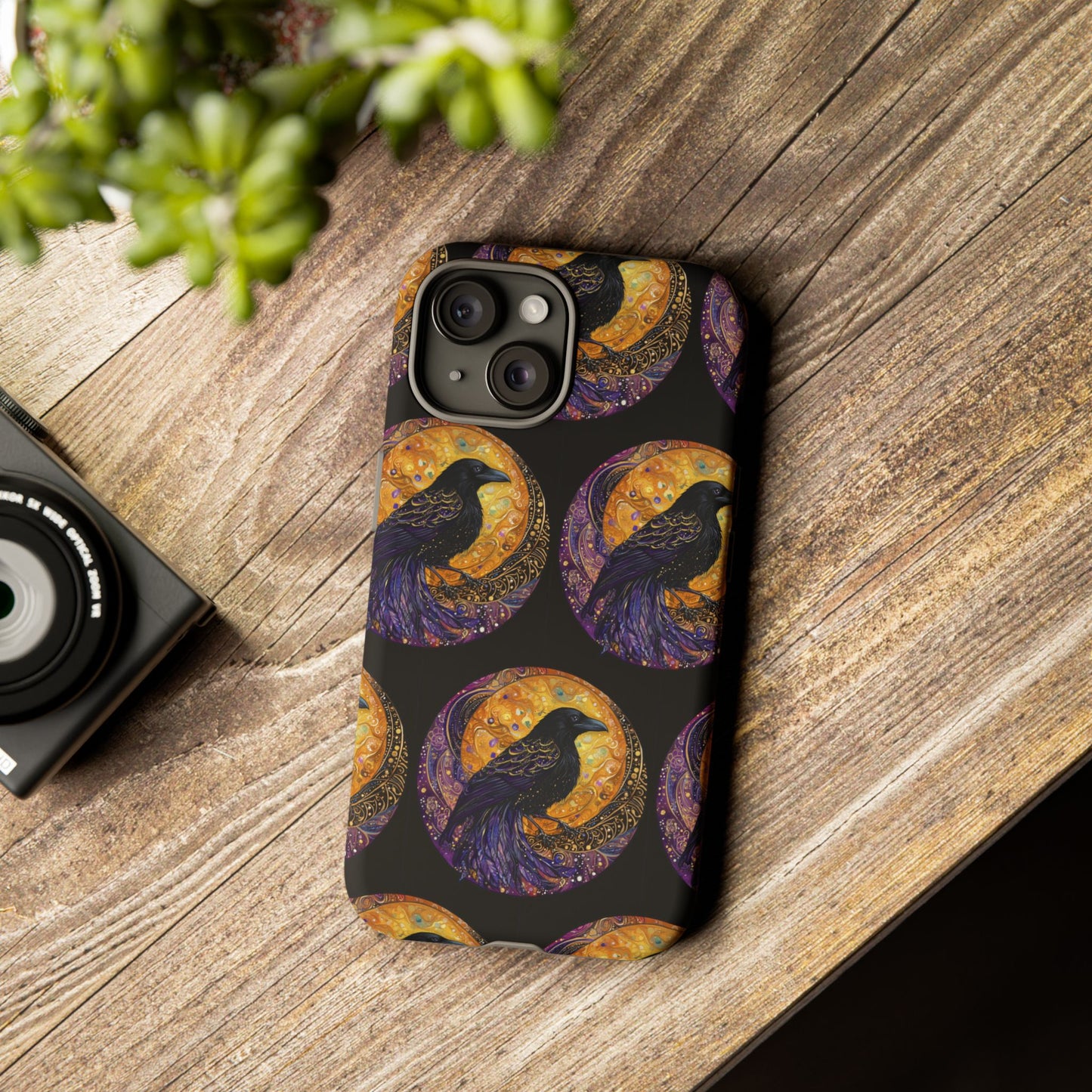 Raven Celestial Phone Case, Astrological Gift, Bird Lover Accessory, Tough Phone Cover, Gothic Aesthetic, Halloween Tech Decor