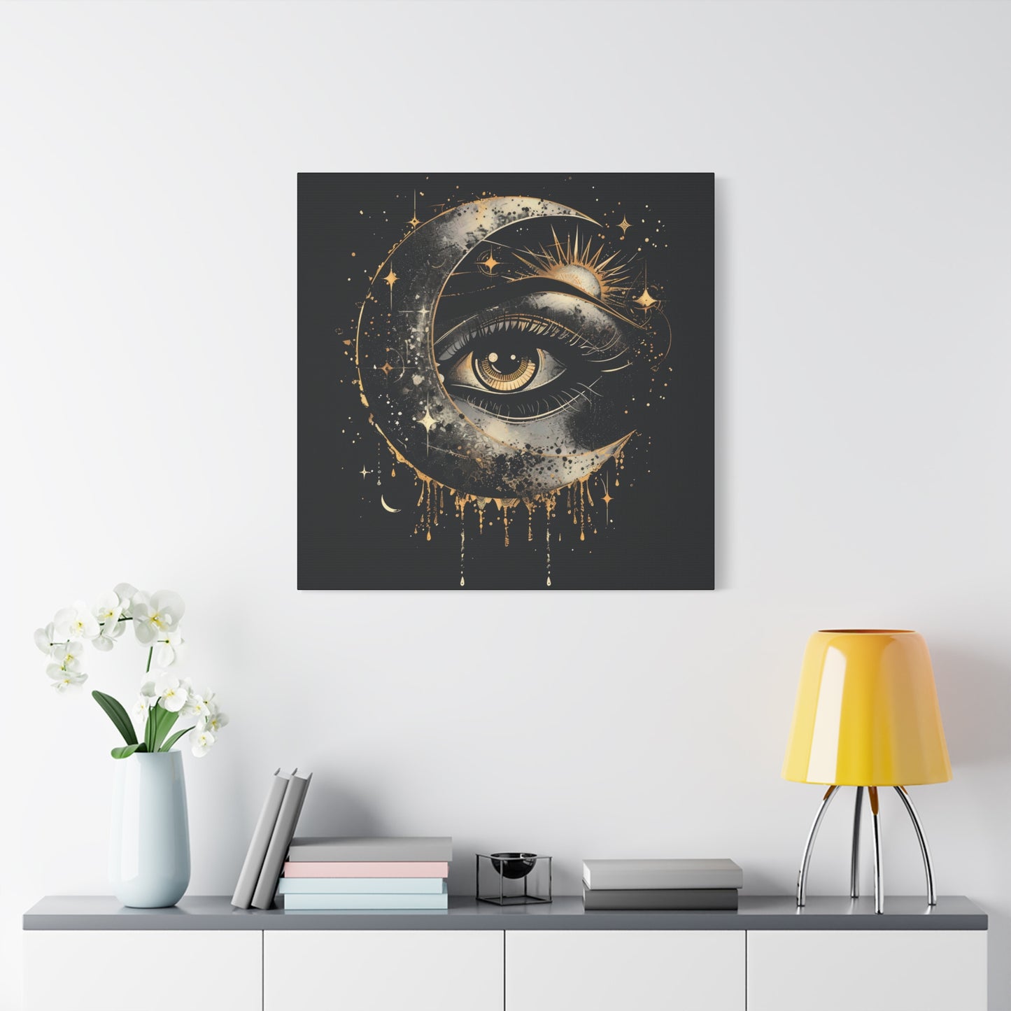 Celestial Eye Canvas Art Print, Mystic Moon Artwork, Astrology Decor, Spiritual Wall Art, Gift for Astronomers