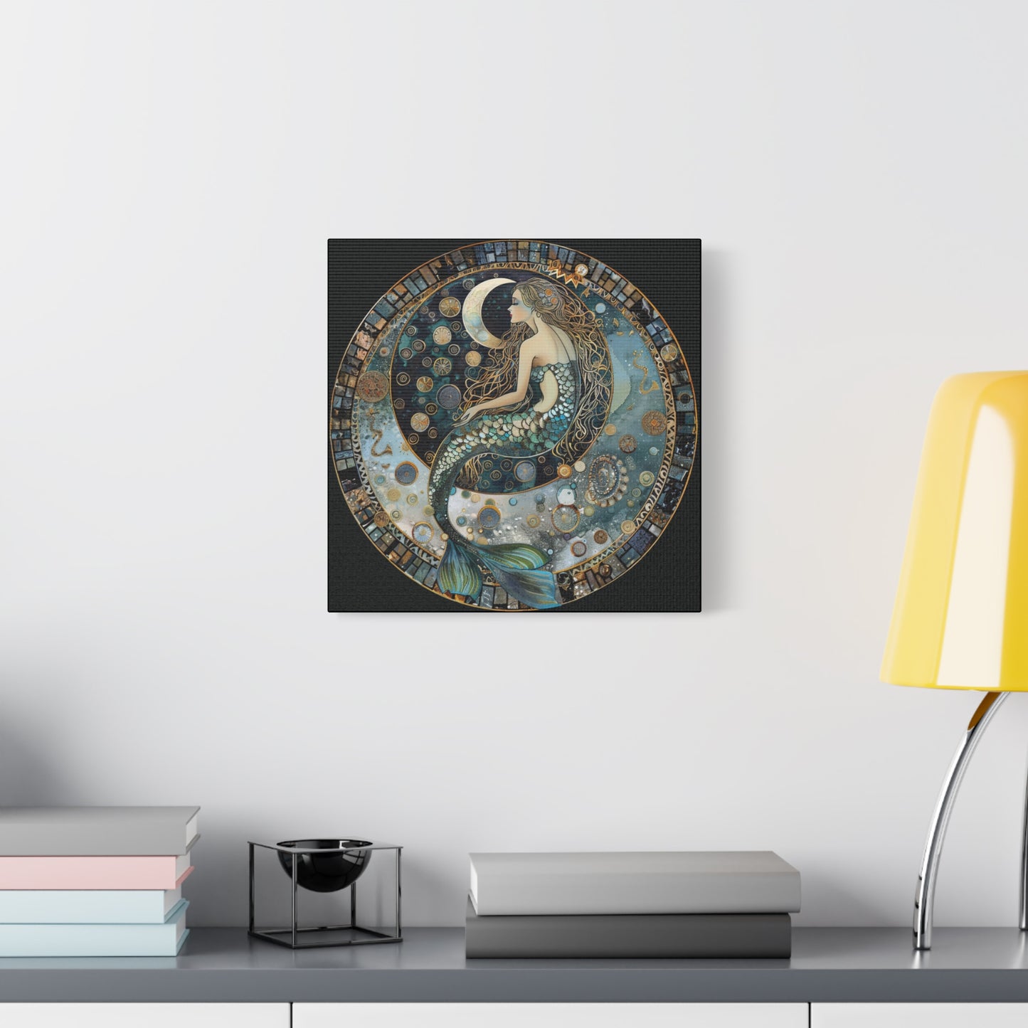 Mermaid Moon Canvas Art Print, Ocean Decor, Fantasy Artwork, Nautical Home Wall Art, Ethereal Gift for Sea Lovers