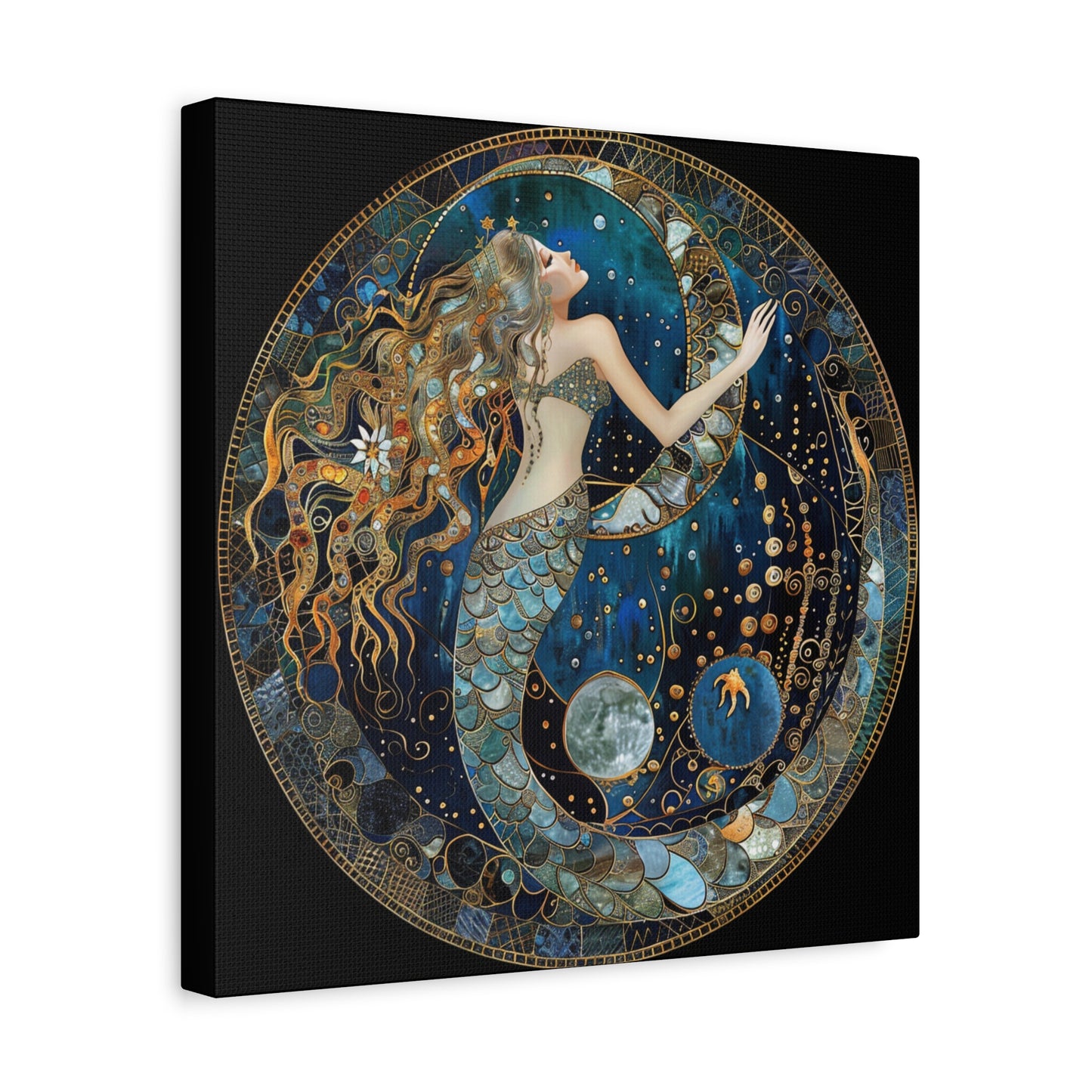 Mermaid Dreams Canvas Art, Ocean Wall Decor, Boho Home Decor, Gift for Her, Coastal Decoration, Celestial Art
