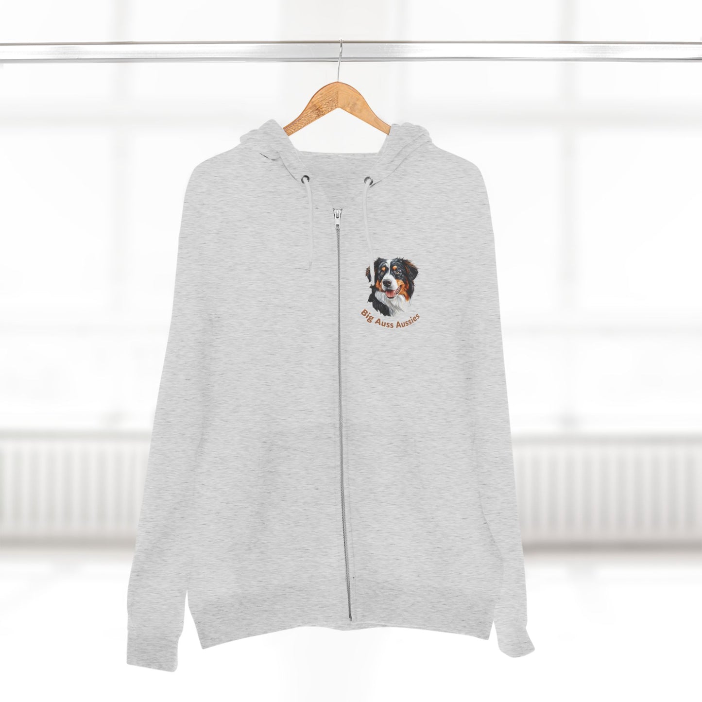 Big Auss Aussies Unisex Zip Hoodie - Cozy Pet Apparel, Australian Shepherd Clothing