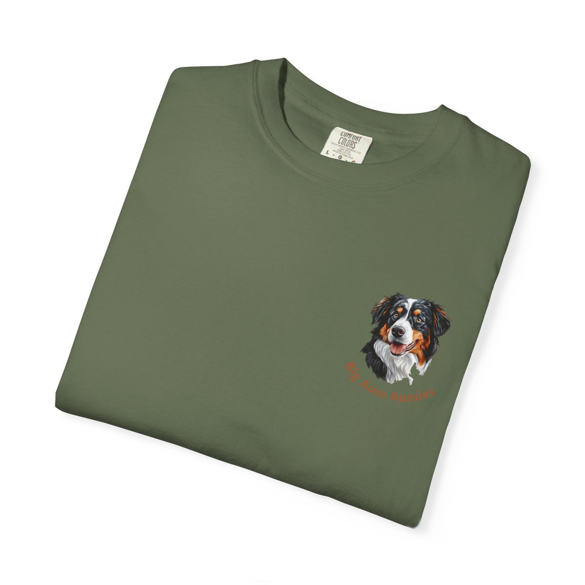 Big Auss Aussies T-shirt, Unisex Garment-Dyed Tee, Tri Color Australian Shepherd