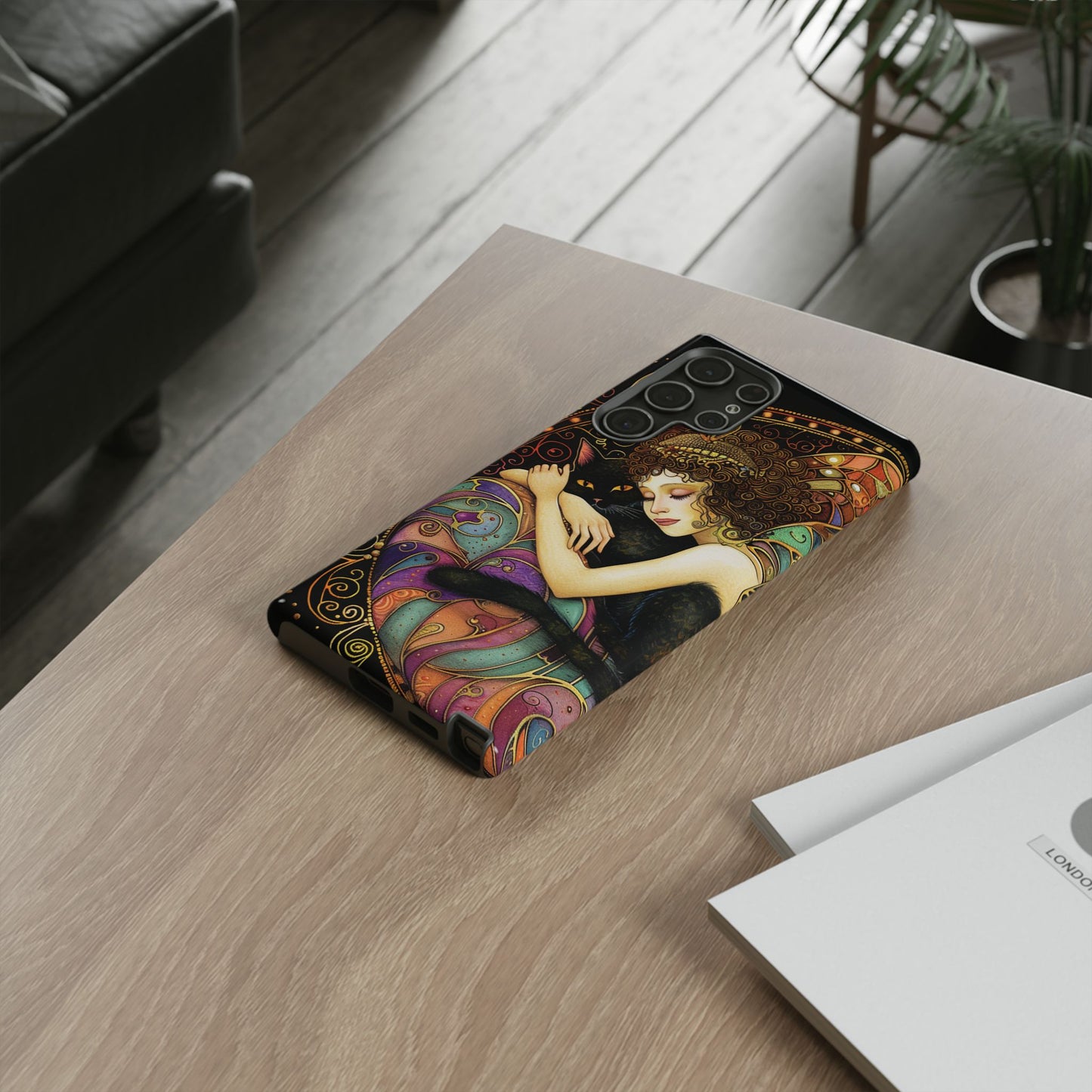 Artistic Phone Case for Cat Lovers, Tough Cases with Enchanting Design, Unique Gift for Birthdays, Holidays, and Celebrations
