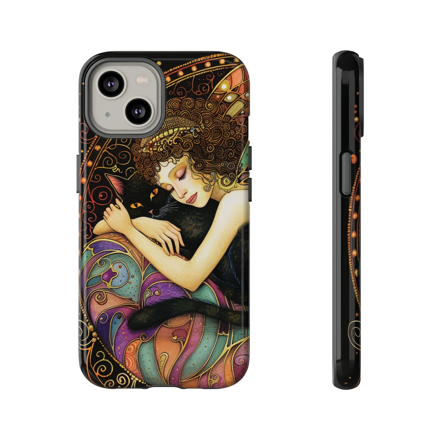 Artistic Phone Case for Cat Lovers, Tough Cases with Enchanting Design, Unique Gift for Birthdays, Holidays, and Celebrations