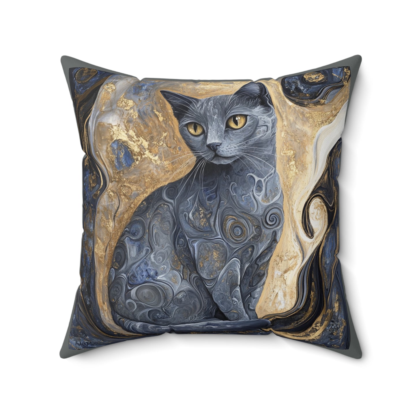 Crystal Cat Collection Smoky Quartz Cat Faux Suede Pillow | Cozy Home Decor, Cat Lover Gift, Decorative Cushion