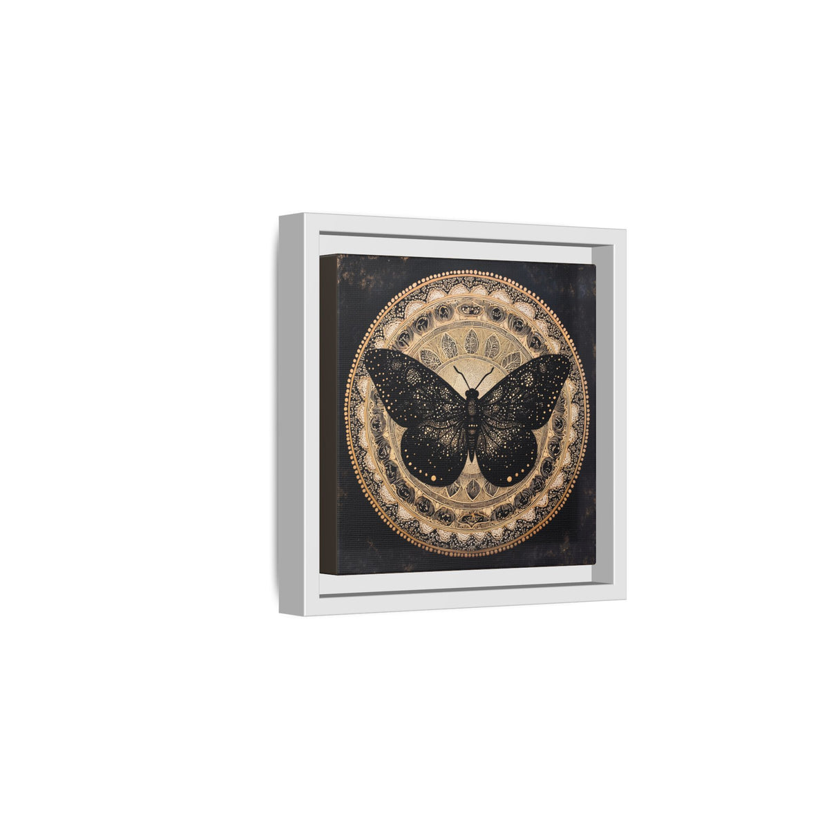 Black Moth Mandala Matte Canvas Framed | Wall Art