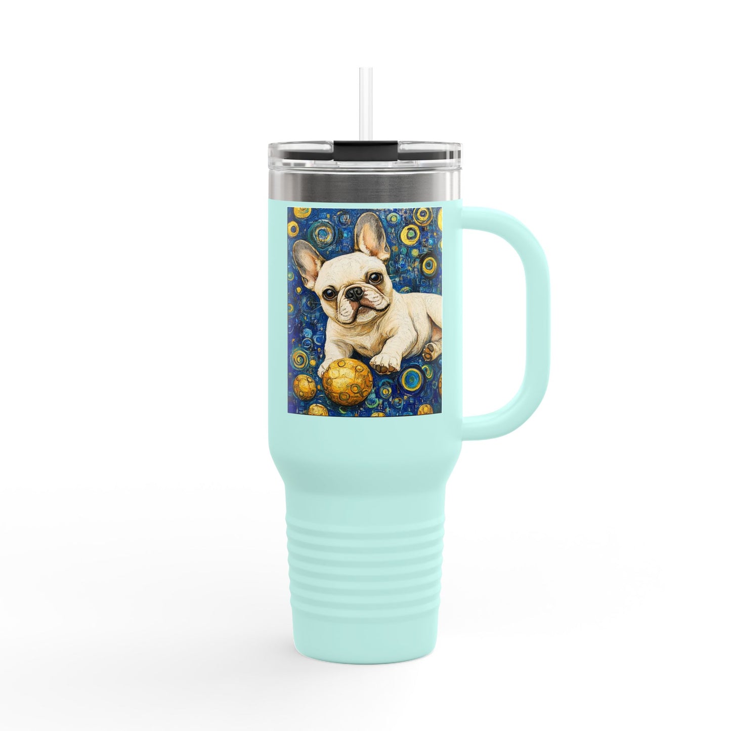 Cute French Bulldog Insulated Travel Mug, 40oz - Perfect for Pet Lovers, Gift for Dog Owners, Travel Companion, Coffee Mug, Birthday Present