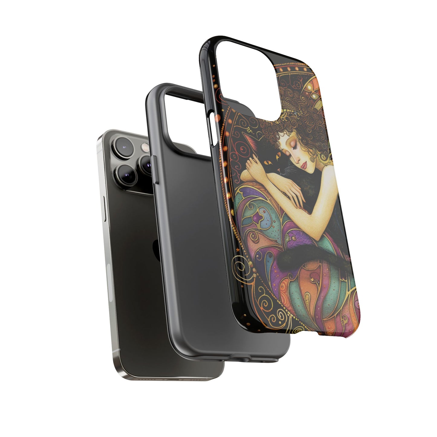 Artistic Phone Case for Cat Lovers, Tough Cases with Enchanting Design, Unique Gift for Birthdays, Holidays, and Celebrations