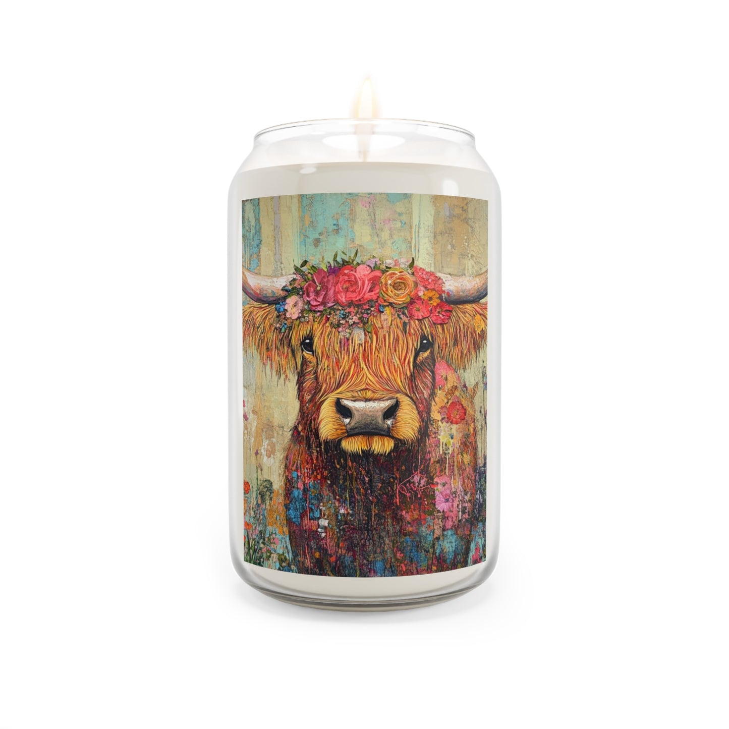 Highland Cow Scented Soy Candles with Floral Cow Design, Cozy Home Decor, Perfect Gift for Farmhouse Lovers