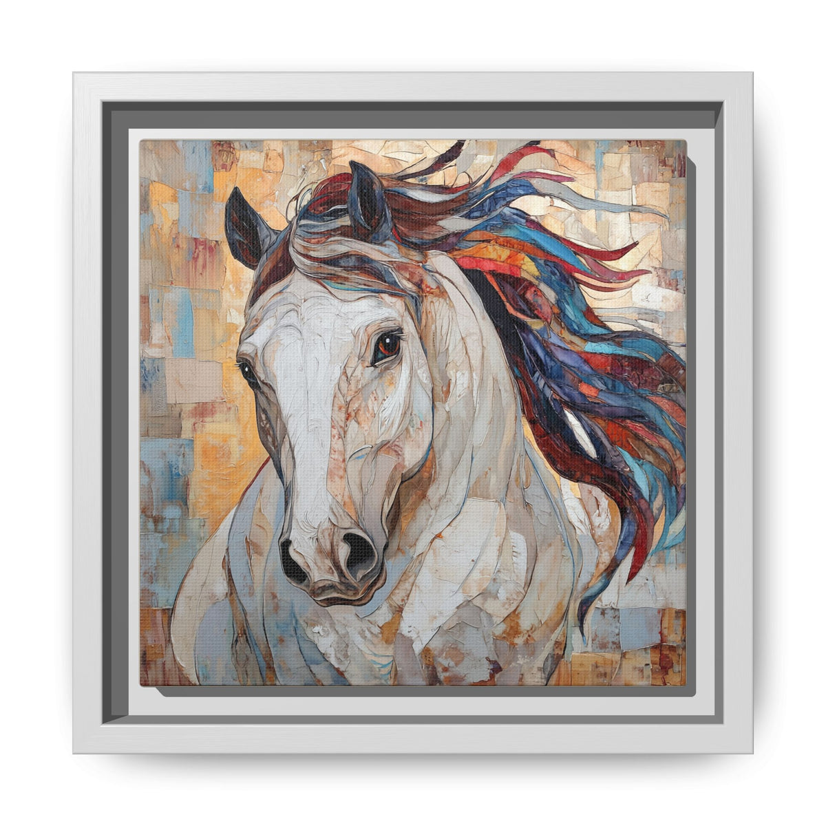 Colorful Mane Horse Matte Canvas Framed | Equine Wall Art