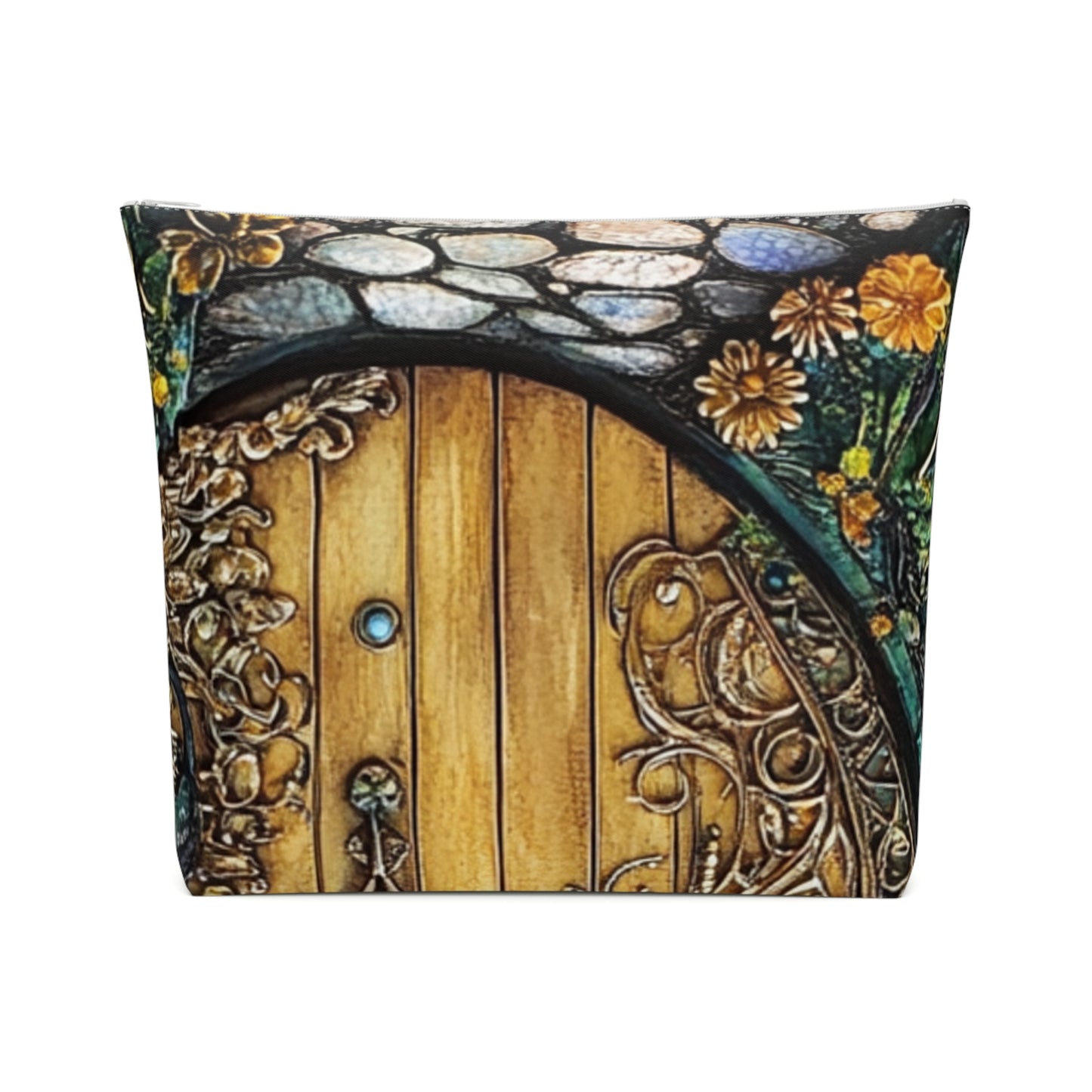 Fairy Door Mystical Floral Cosmetic Bag | Travel Pouch, Makeup Organizer, Gift for Her, Boho Style, Unique Design