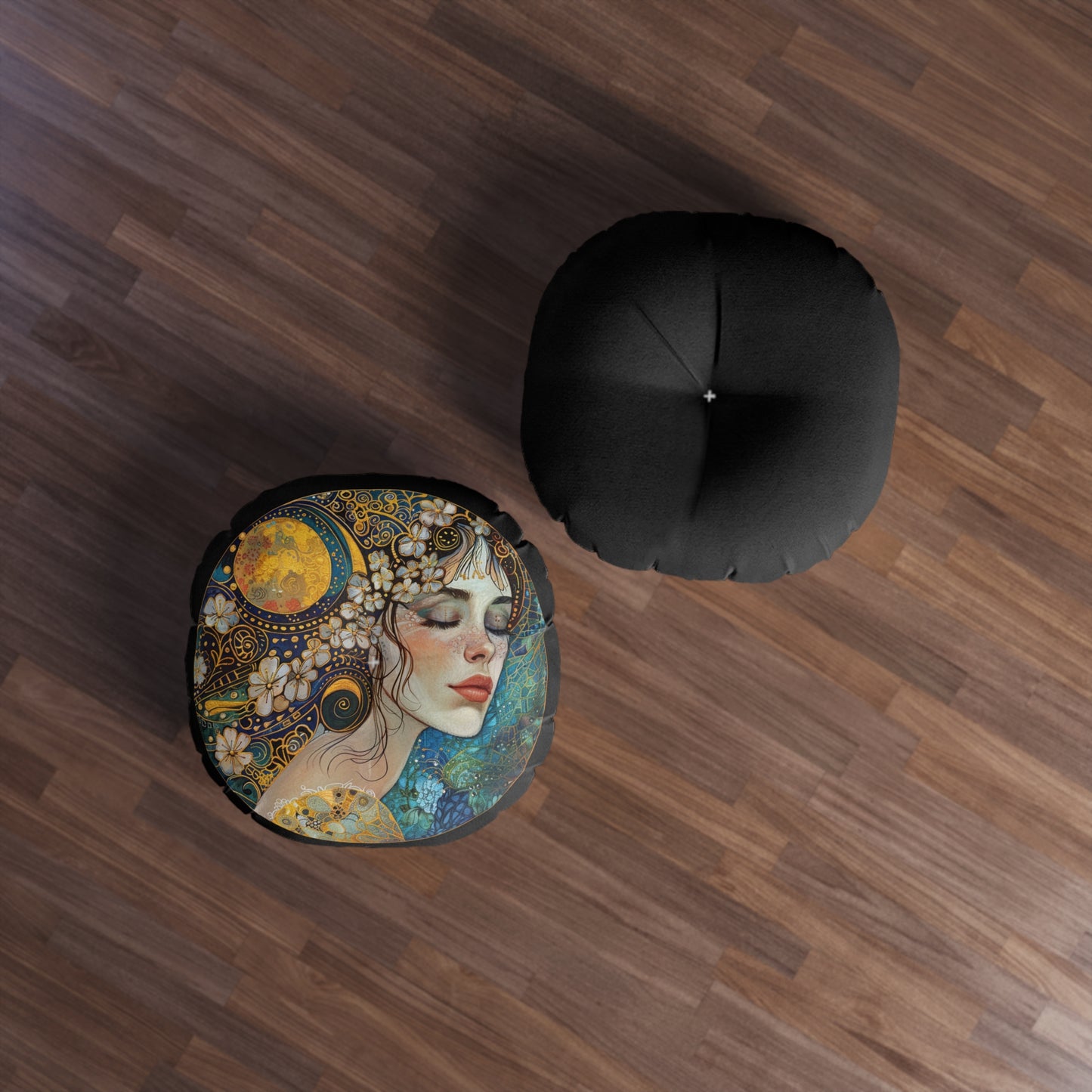 Elegant Bohemian Tufted Floor Pillow, Cozy Home Decor, Round Pillow, Boho Cushion, Meditation Support, Gift for Yoga Lovers