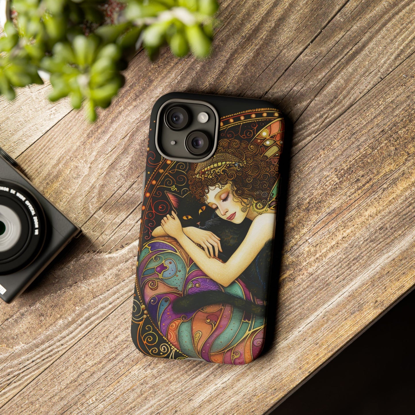 Artistic Phone Case for Cat Lovers, Tough Cases with Enchanting Design, Unique Gift for Birthdays, Holidays, and Celebrations